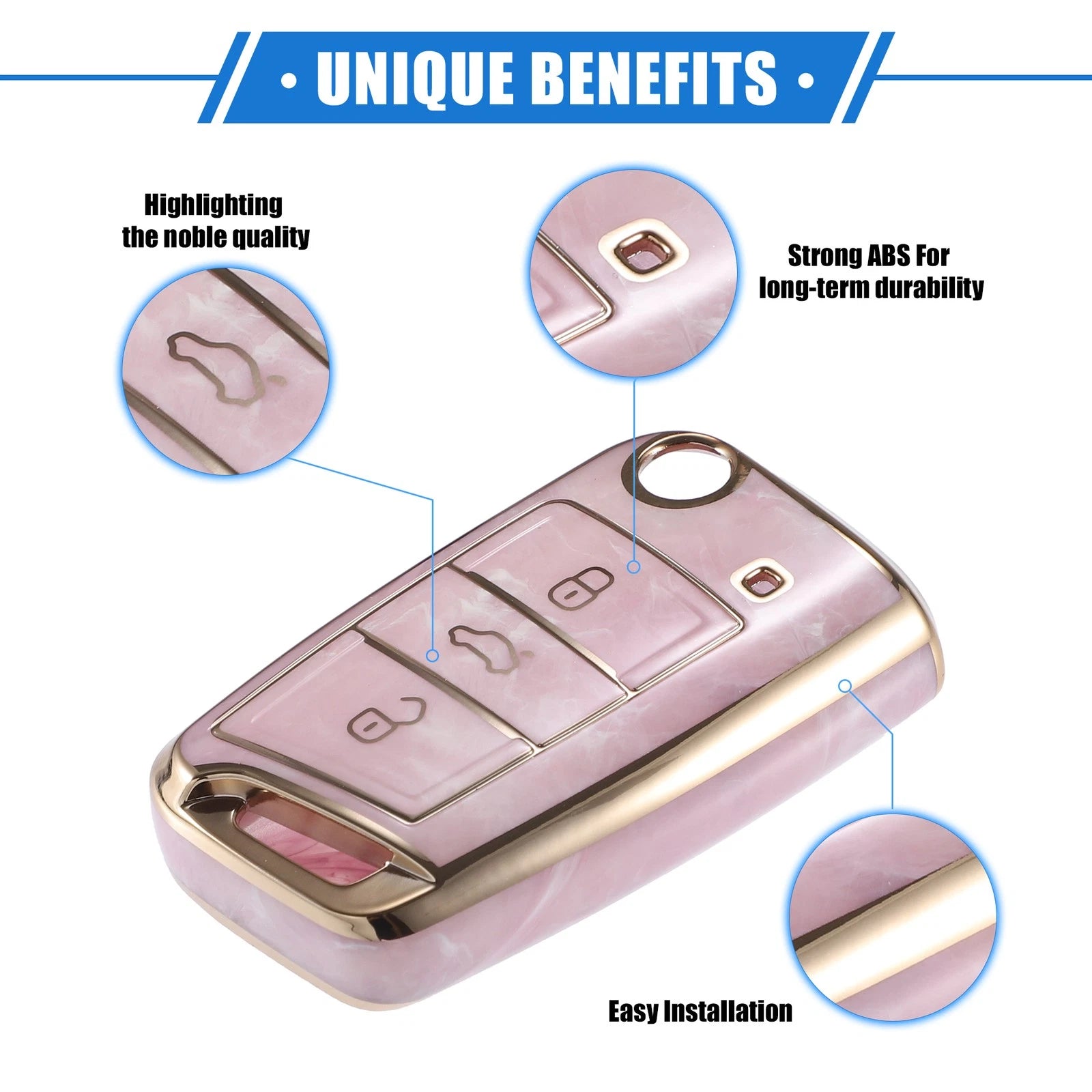 Car Remote Key Fob Case Cover Replacement for Volkswagen CC (2009–2017)