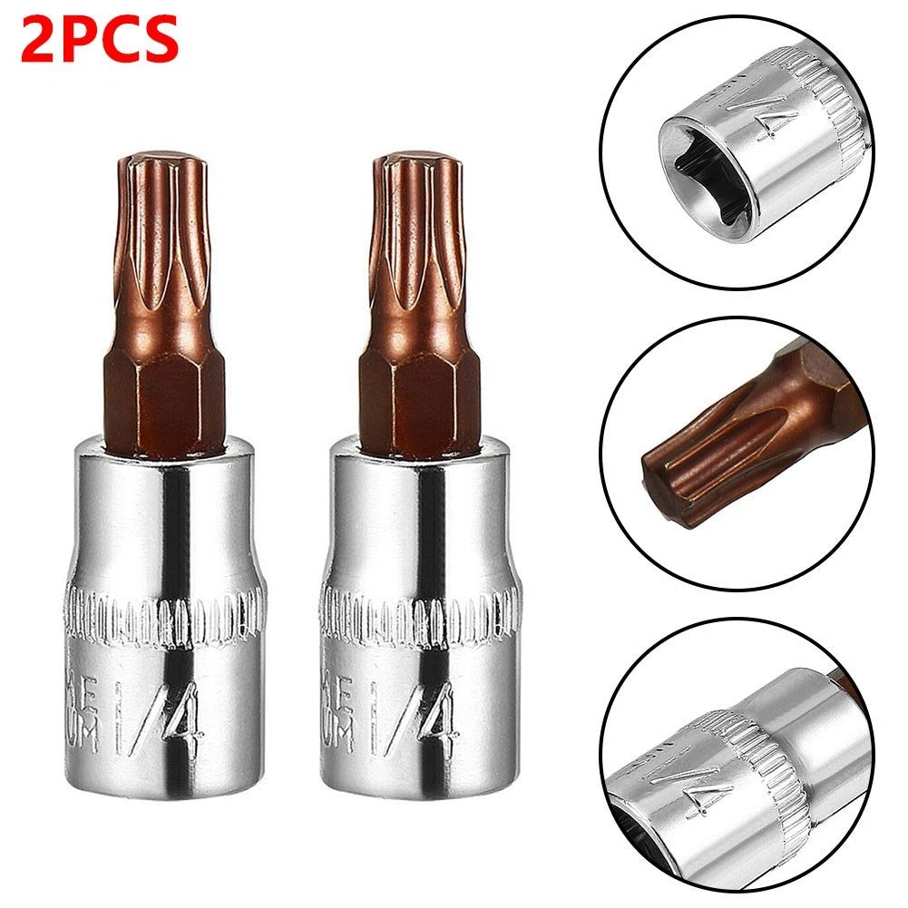 2Pcs T30 Torx Bit Socket for 1/4 Inch Drive Tools