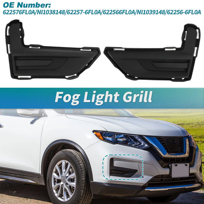 Fog Light Grille Cover for Nissan Rogue (2017–2020) No.622576FL0A, 622566FL0A