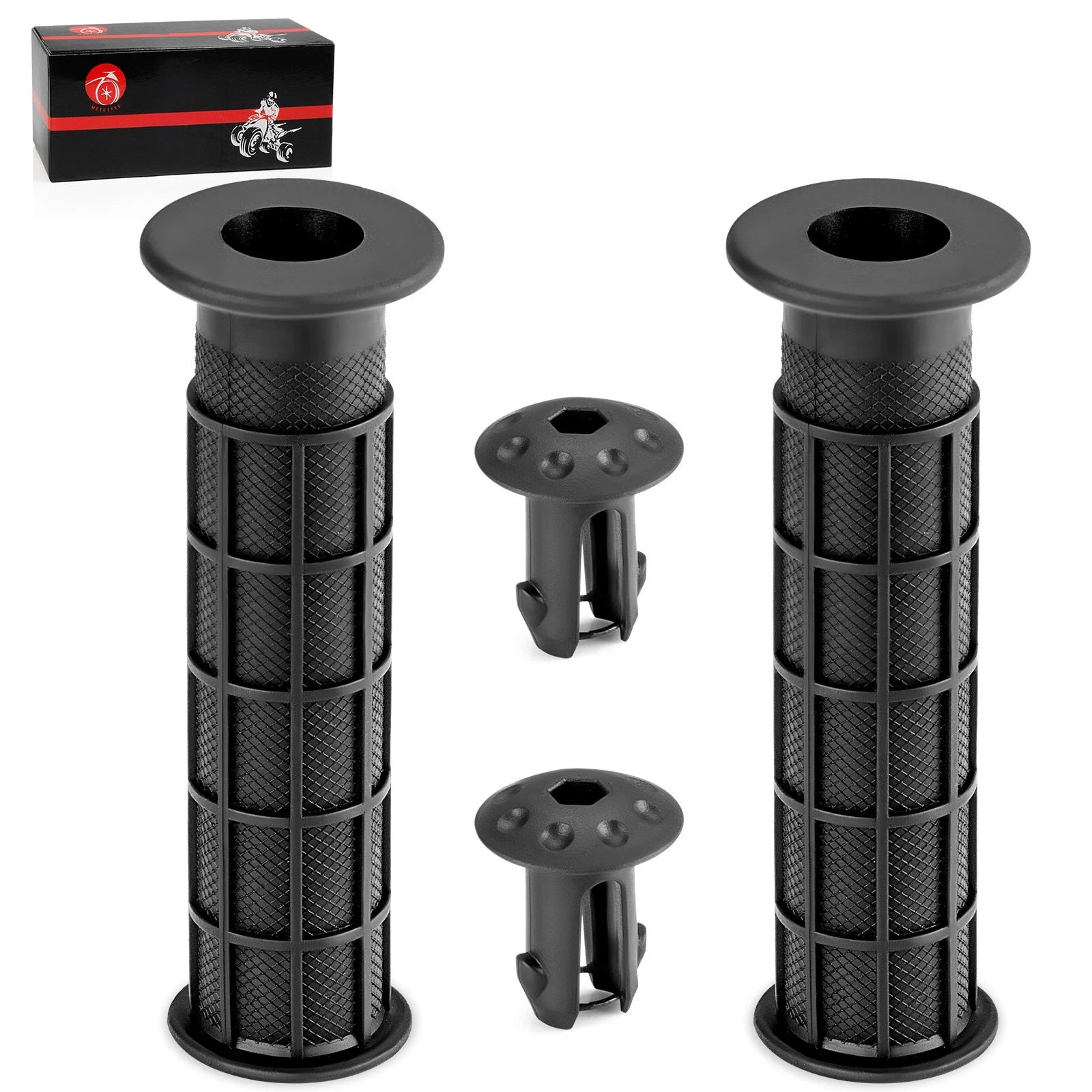 Set of 2 Handlebar Grips w/End Guards for Honda Rancher 420 TRX420 (2007–2024)