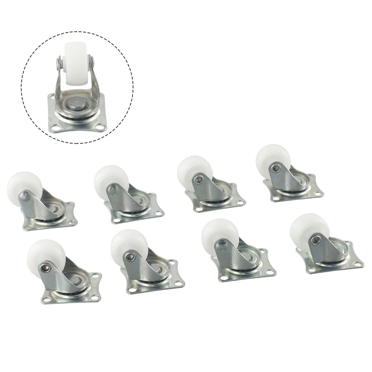 8X 1 Inch Rubber Ball Bearing Caster Wheels for Heavy Duty Trolley