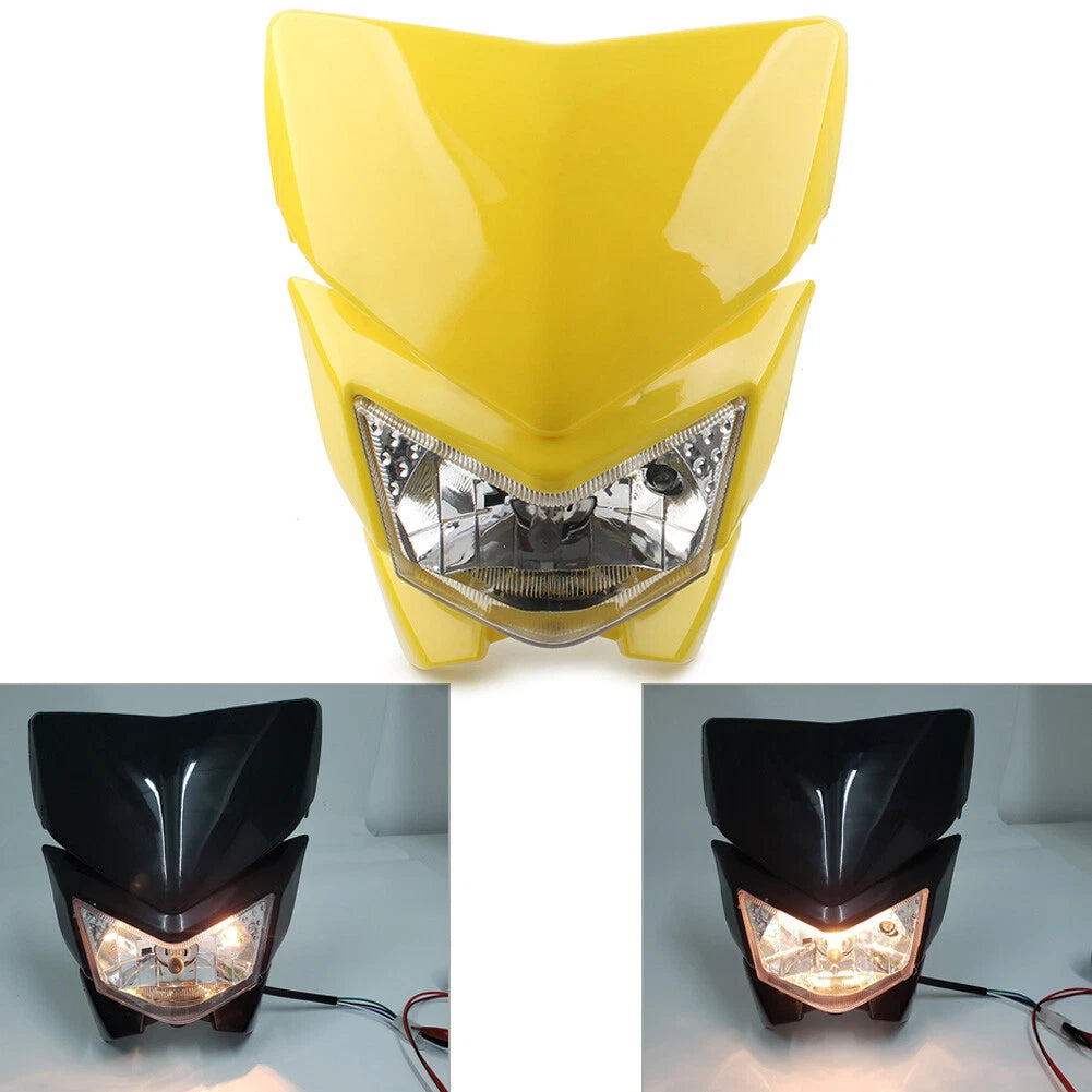 Front Headlight for MX Enduro Dirt Bike 250cc (12V 35W, Yellow)