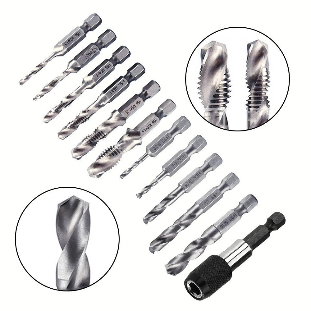 13-Piece Drill and Tap Bit Set for Quick Access