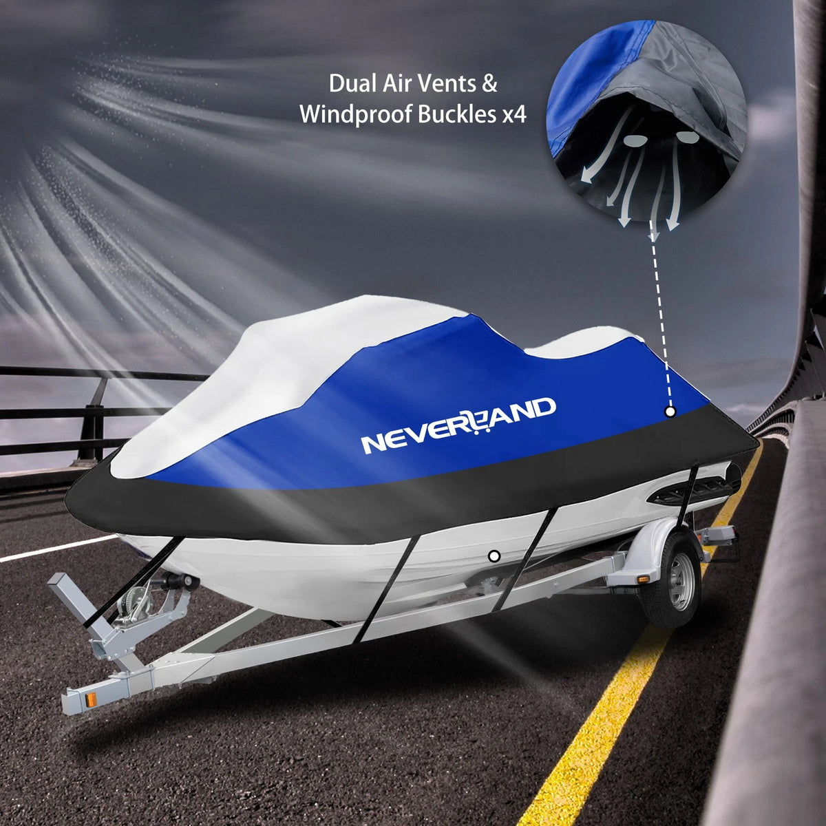 Trailerable Waterproof Jet Ski Cover for Seadoo GTI 90/130 (120"-135")