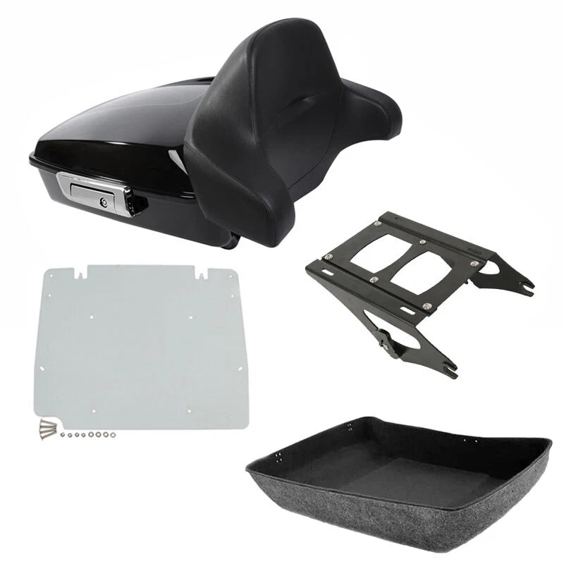 Black Chopped Trunk Backrest Mount Rack Plate for Harley Touring (2014–2026)