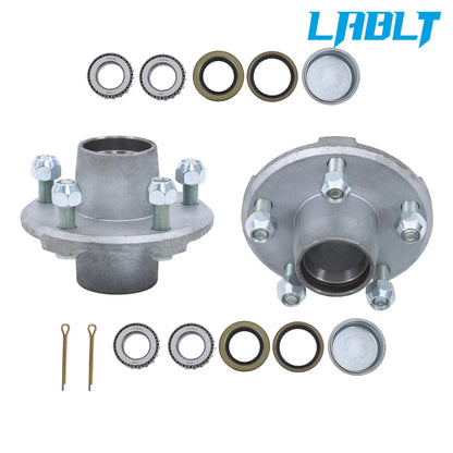 Set of 2 Trailer Hub Bearing Kit 5 Lug 5 on 4.5" for 2000 lbs Spindle