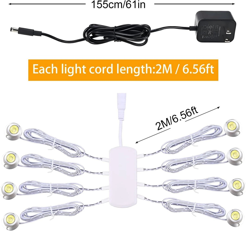 Set of 4 Dimmable LED Mini Spotlights for Display Cabinet (Warm/Cold White)