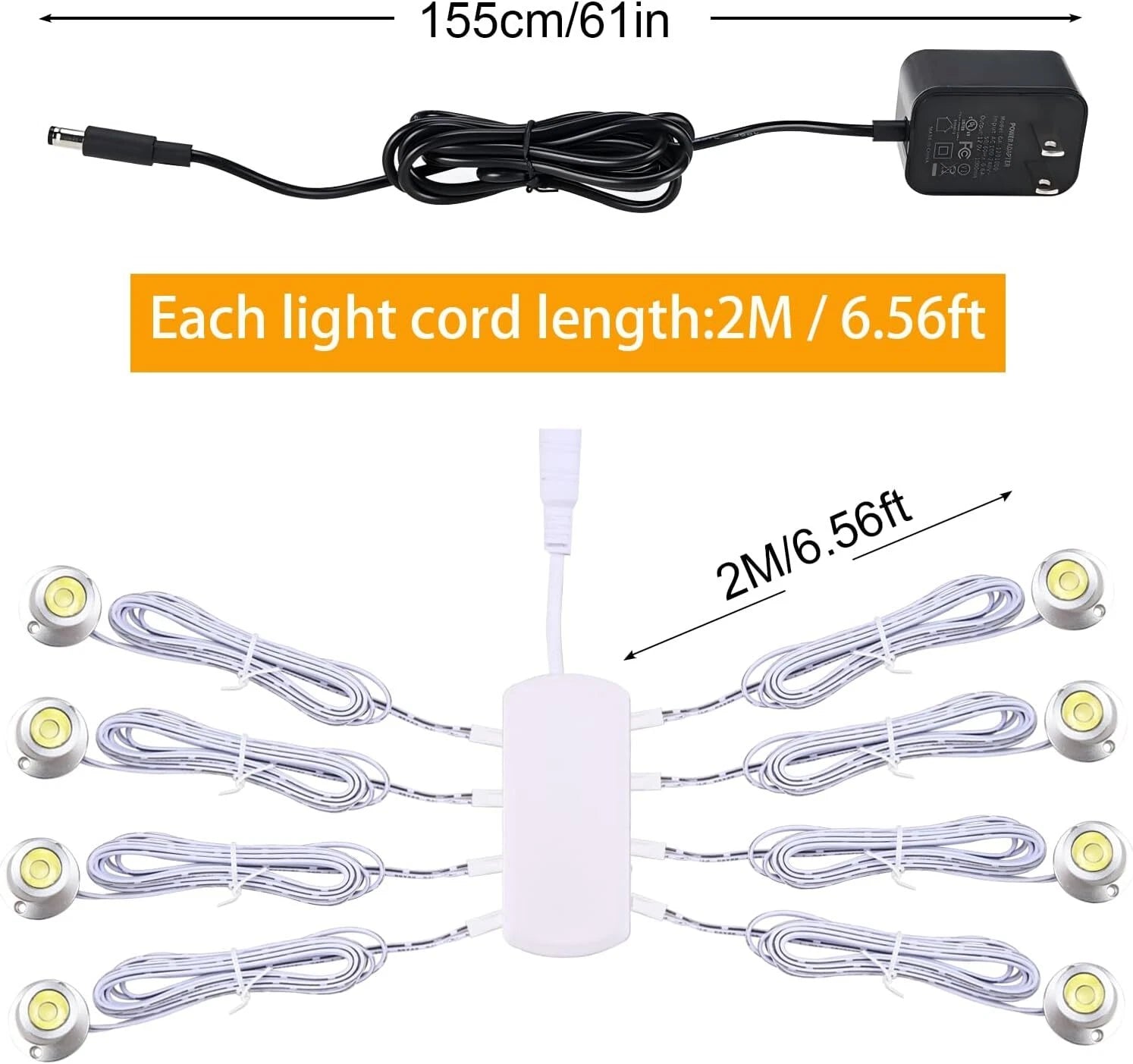 Set of 4 Dimmable LED Mini Spotlights for Display Cabinet (Warm/Cold White)