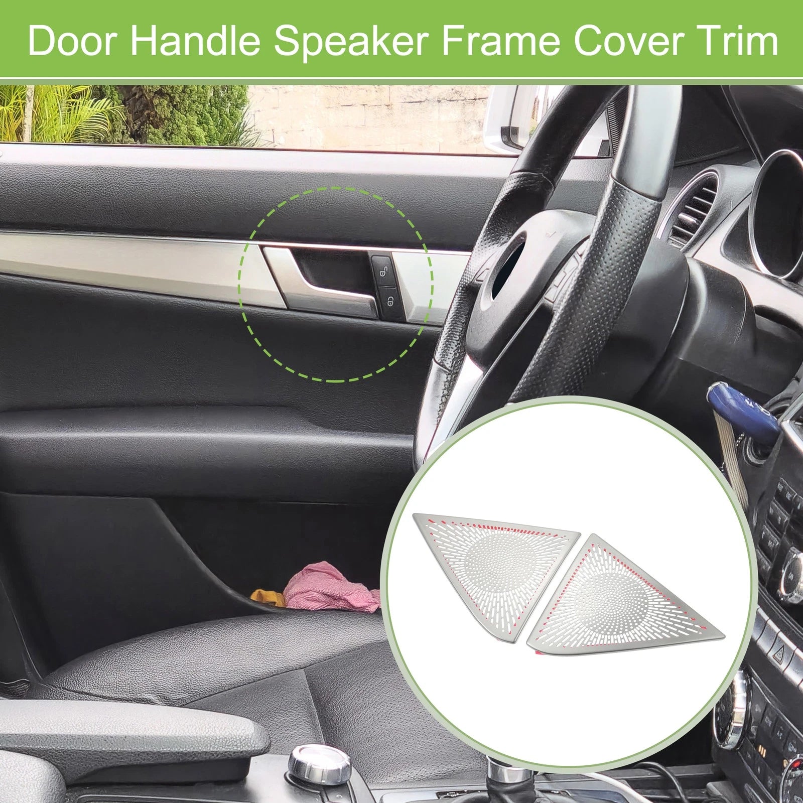 Inner Door Handle Speaker Frame Cover Trim for Mercedes C Class W204 (2PC) (2007–2015)