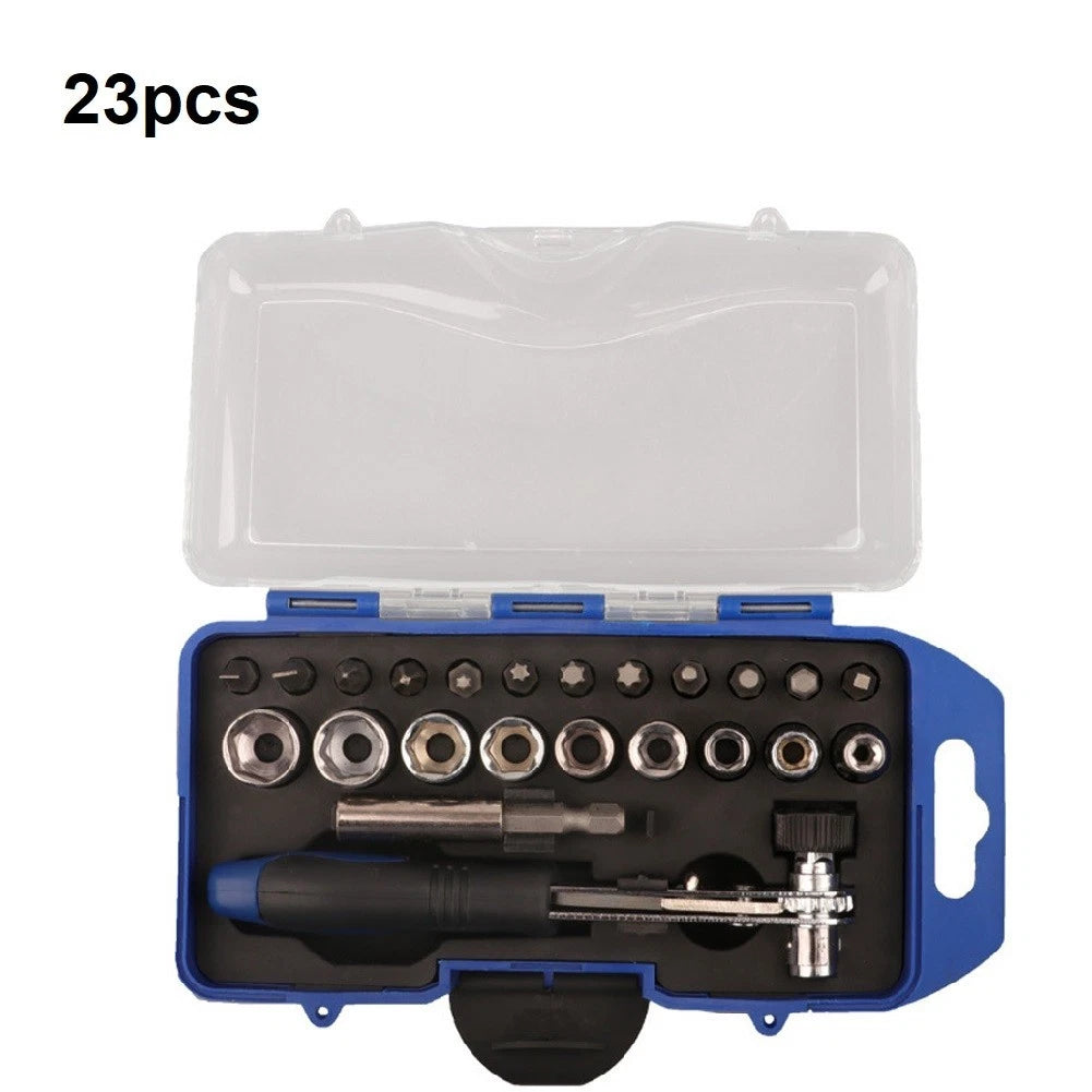 Ratchet Wrench Set with Slotted & Cross Screwdriver Bits