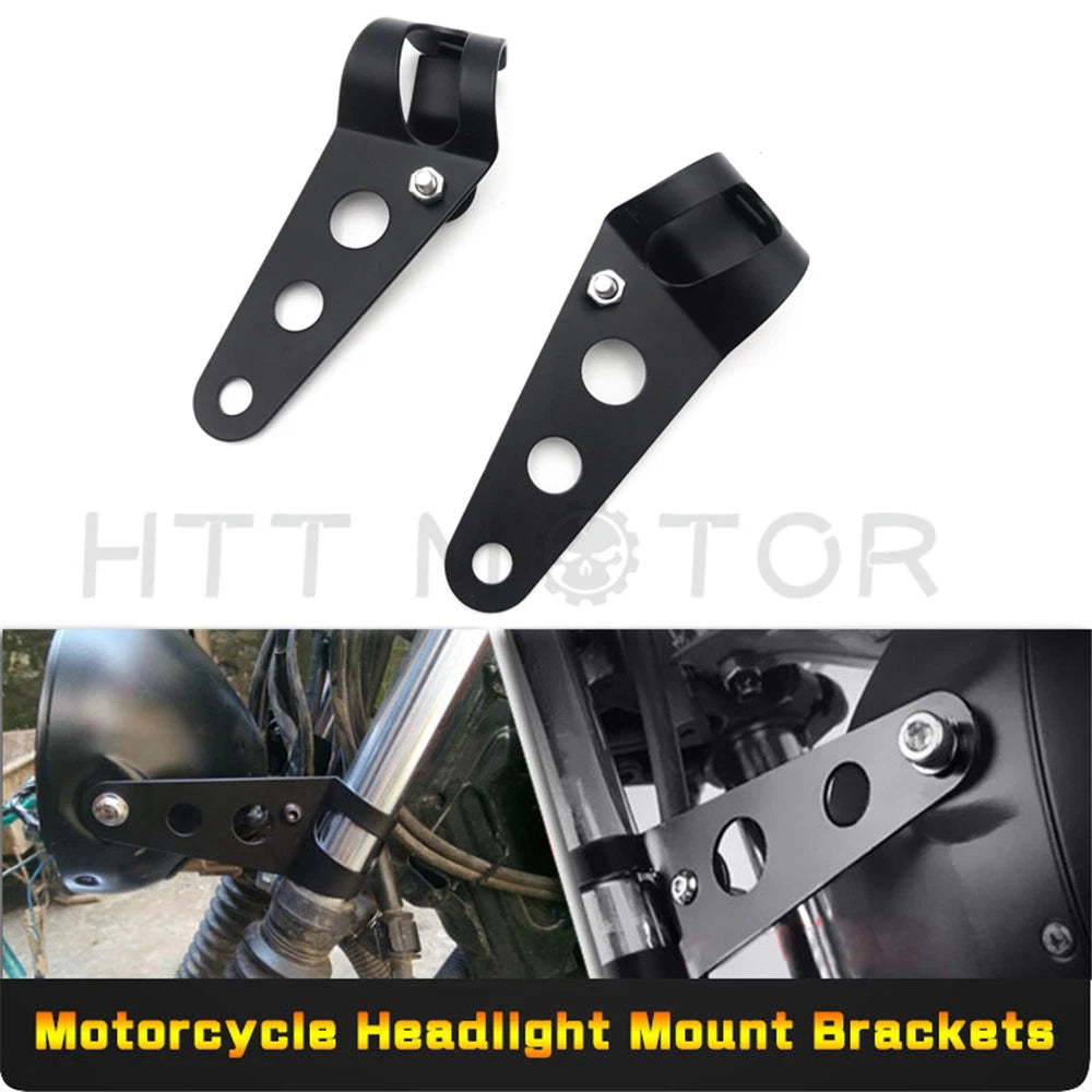 Fork Clamp Headlight Mounting Brackets for Motorcycles (28mm-38mm Tubes)