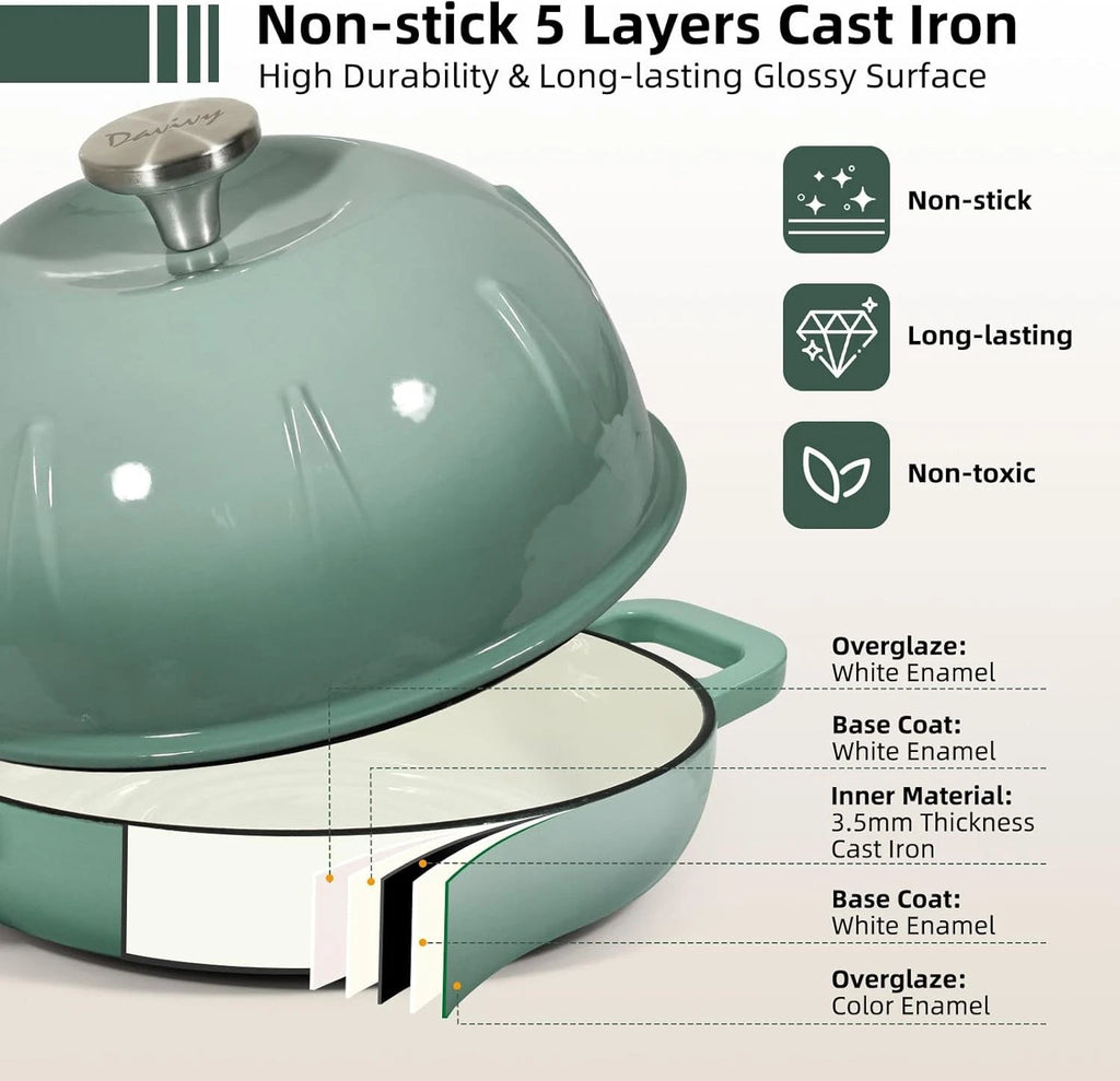 5QT Enameled Dutch Oven for Sourdough Bread with Silicone Sling