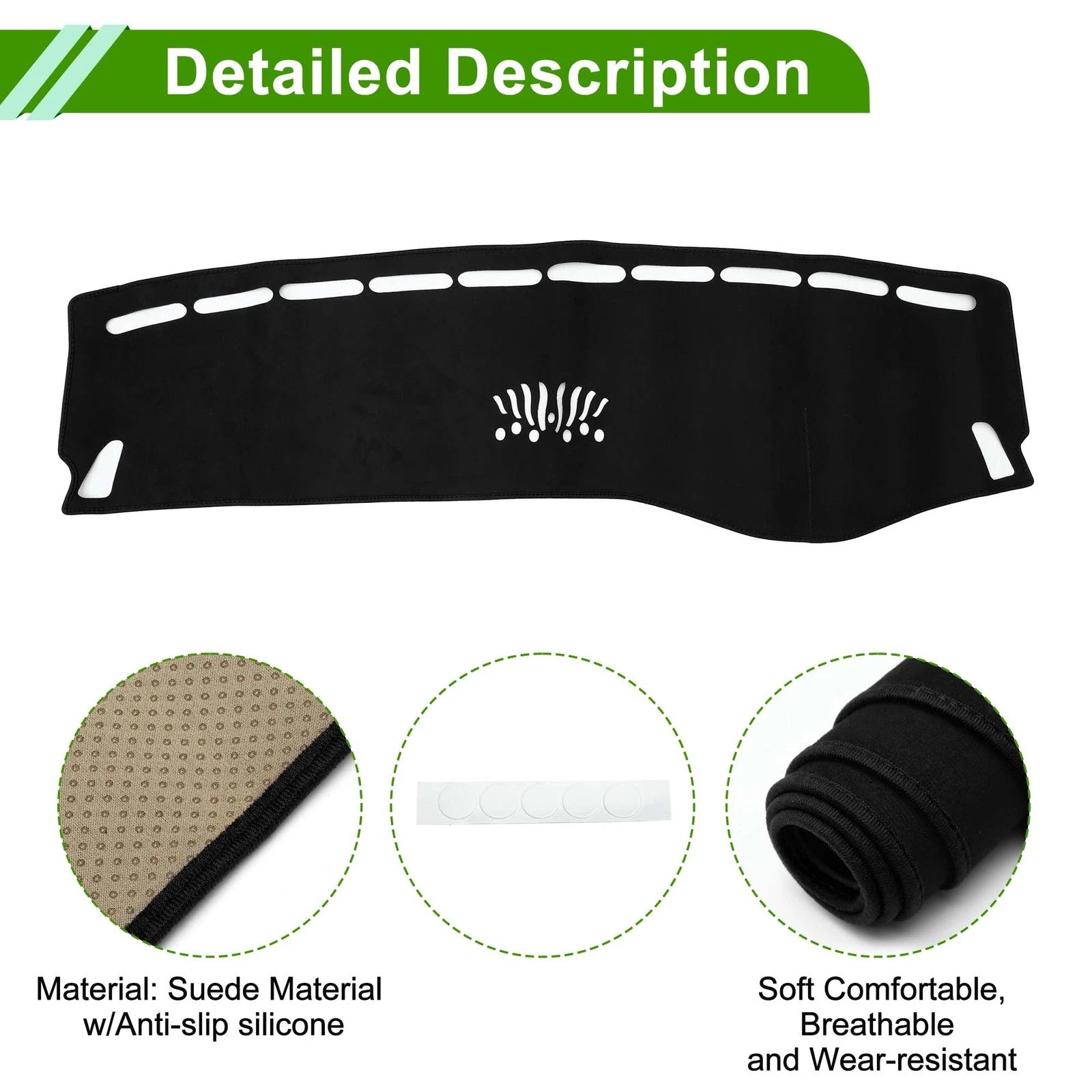 Dashboard Dash Cover Mat Sun Protector Pad Black for Mercedes C Class W205 (2015–2021)