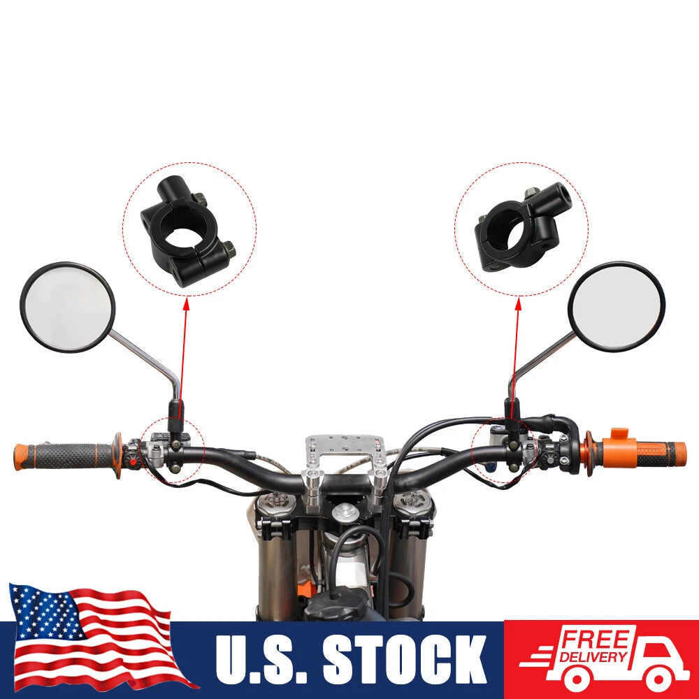 Pair Aluminum Handlebar Mirror Mount Bracket Clamp for Motorcycle