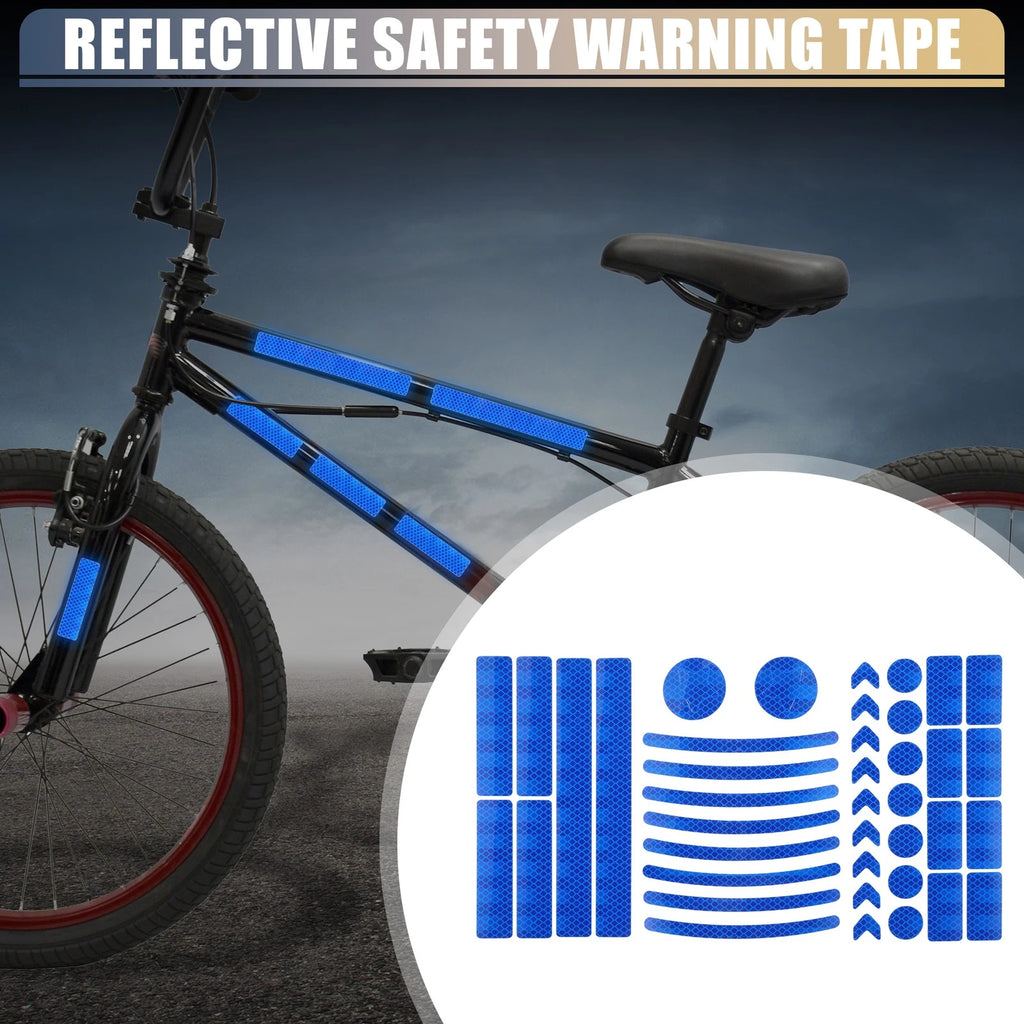 Reflective Safety Warning Tape Set for Bike Motorcycles (Blue) (42 Pack)