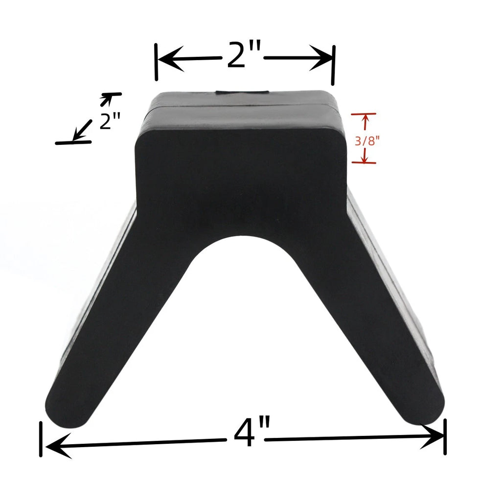 2 Inch V Bow Stop for Boat Trailer - Black Molded Rubber