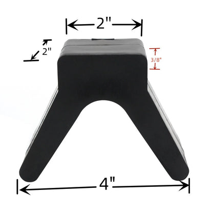 2 Inch V Bow Stop for Boat Trailer - Black Molded Rubber