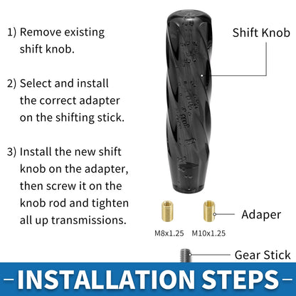 Universal Shift Knob with 2 Adapters for All Vehicles (20cm) Acrylic Black