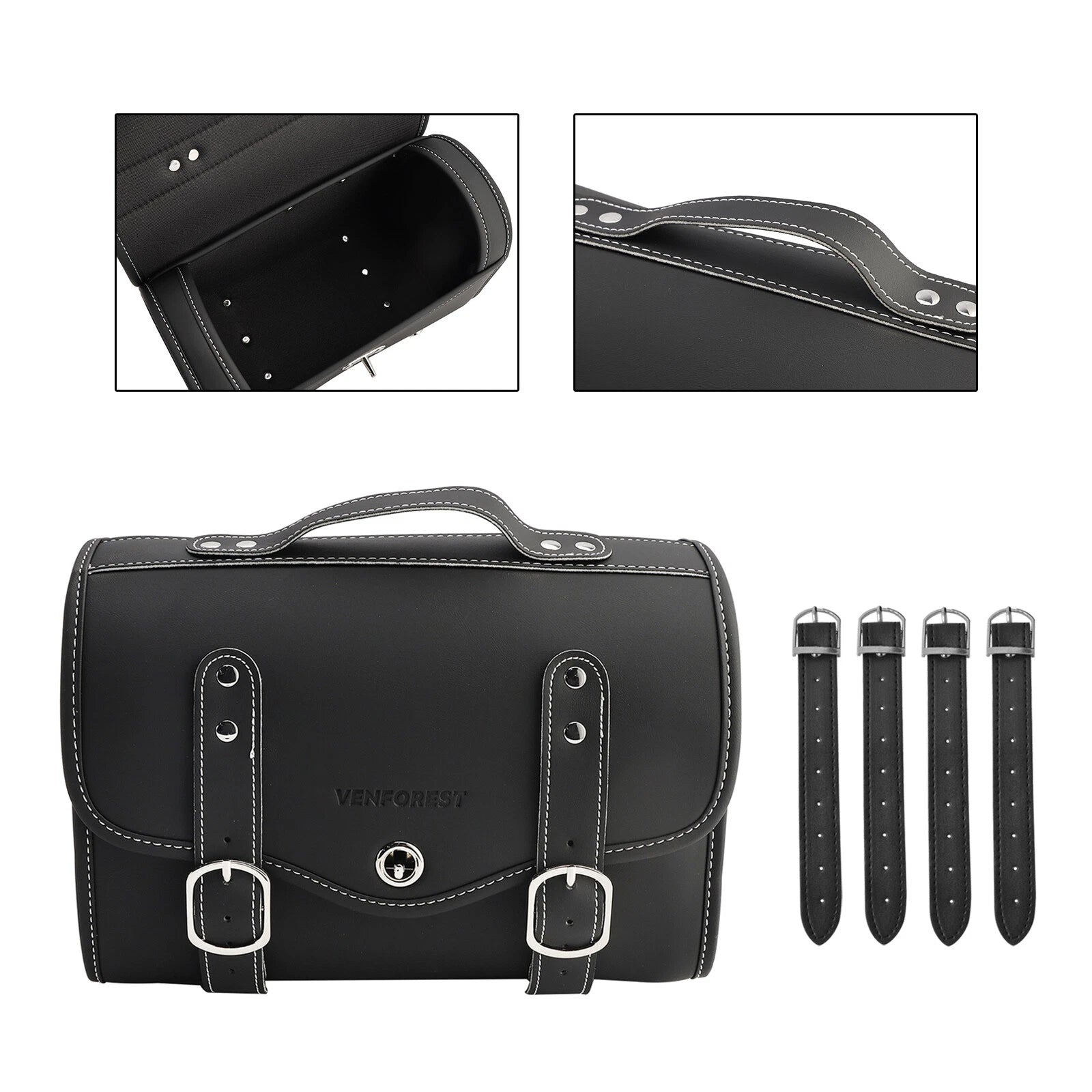 Pu Side Tail Bag for Scooter Motorcycle (Color Matching, Black)