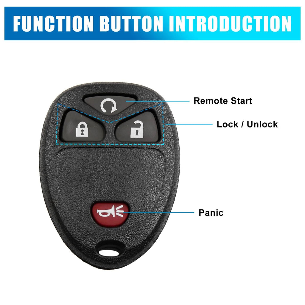 Car Key Fob Shell Case Replacement for Chevrolet HHR (2006–2011) 4 Button