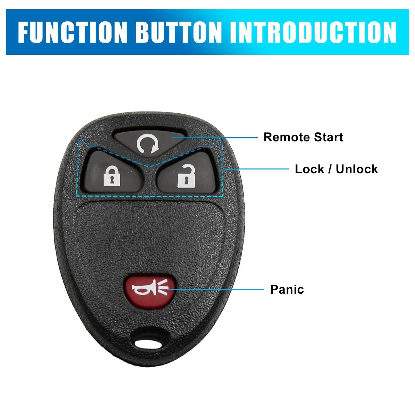 Car Key Fob Shell Case Replacement for Chevrolet HHR (2006–2011) 4 Button