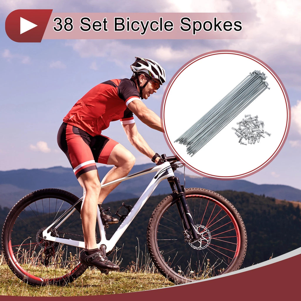 Bicycle Wheel Spokes Set 220mm Carbon Steel Galvanized for Universal Bikes
