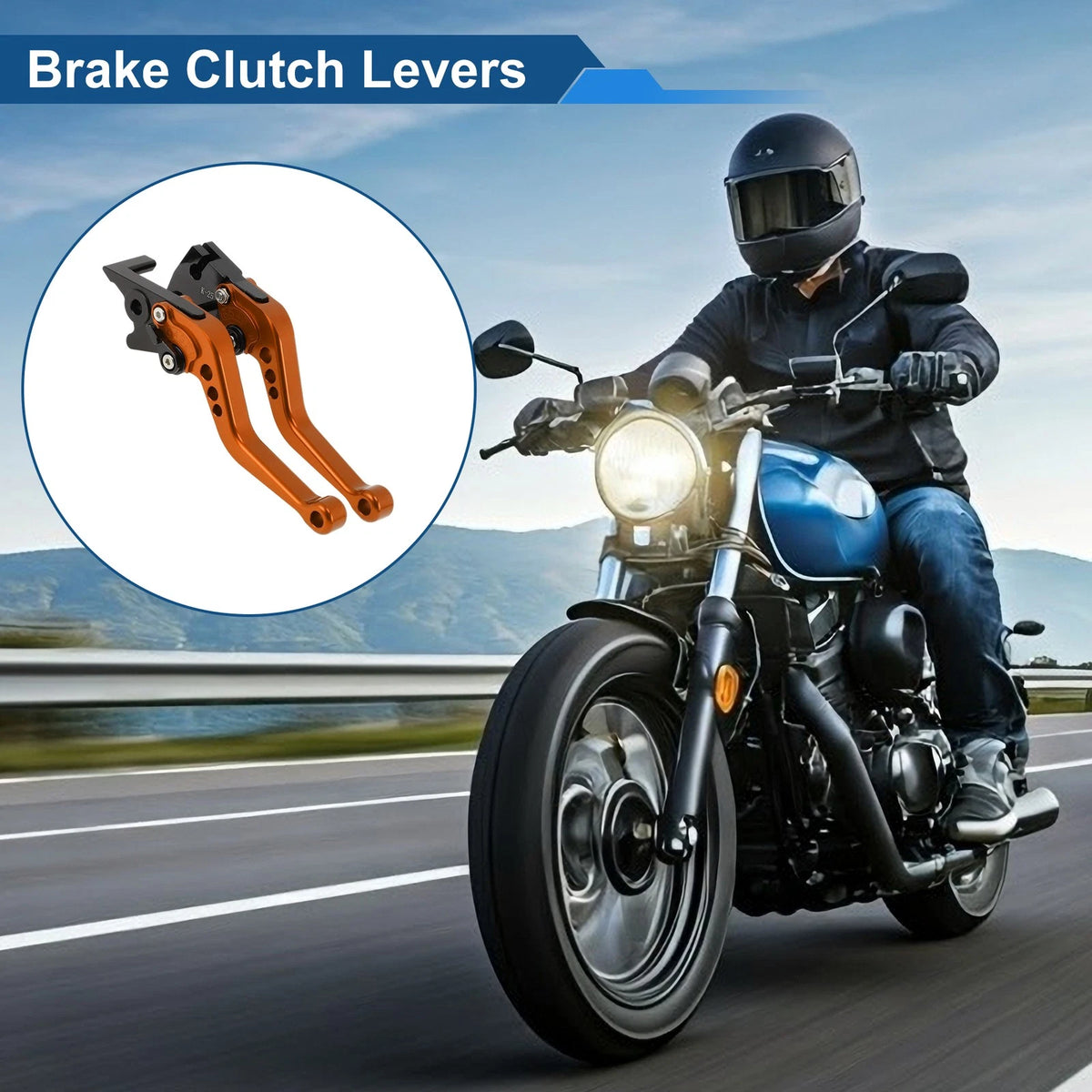 Adjustable Short Brake Clutch Lever for Kawasaki Ninja 300/Z300 (2013–2017) Orange