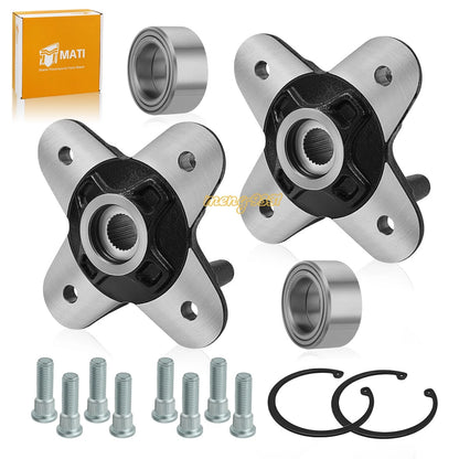 2 Front/Rear Wheel Hubs & Bearings for Polaris Scrambler/Sportsman XP 1000 (2020–2025)