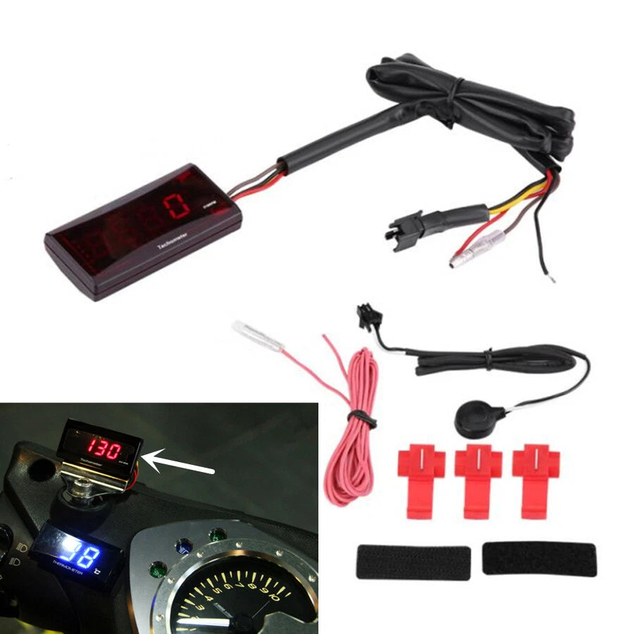 Digital Red LED Tachometer for Motorcycle (0-20000 RPM)