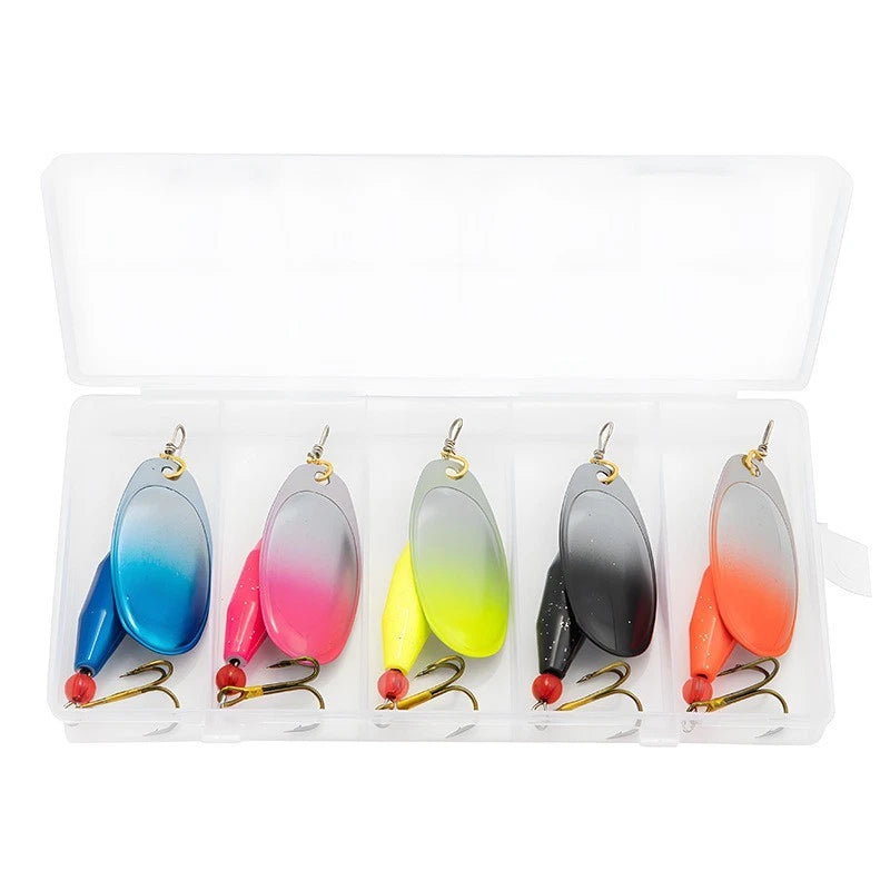 5PCS Spinner Bait Lures with Treble Hook for Fishing