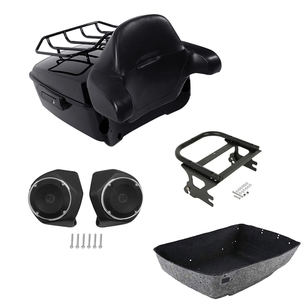 Trunk Backrest Pad Rack Speakers for Harley Touring (1997–2008)