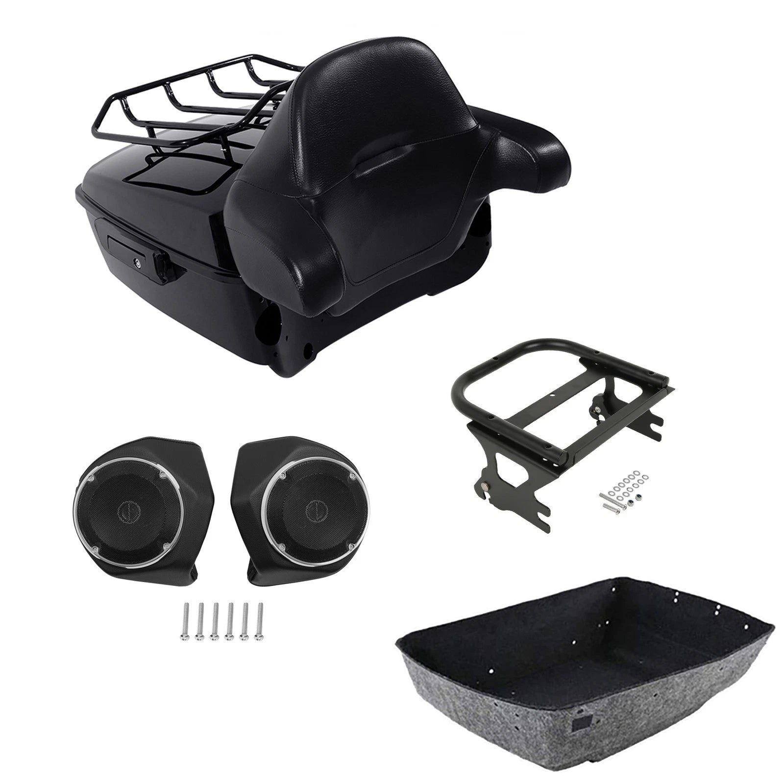 Trunk Backrest Pad Rack Speakers for Harley Touring (1997–2008)