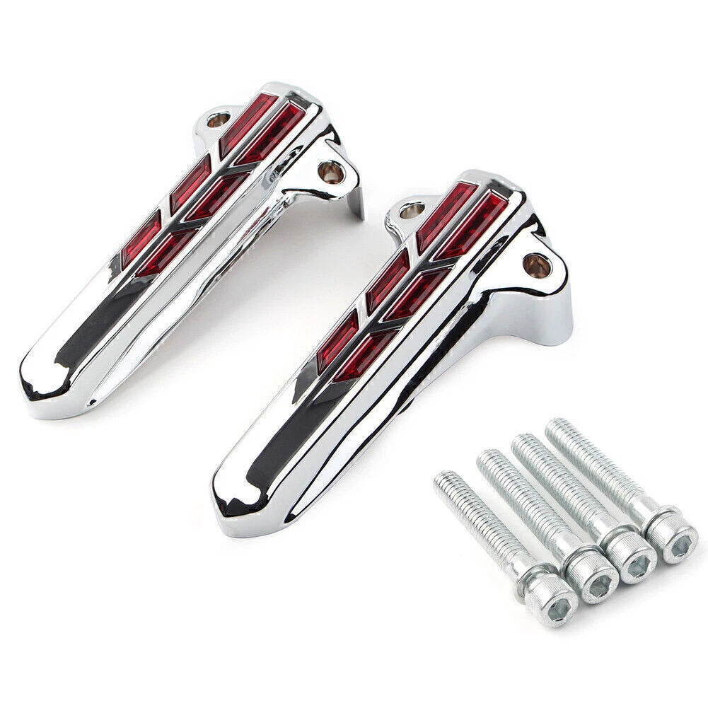 2X Front Lower Fork Leg Covers Red LED for Harley FLHR FLHTK FLHX (2014–2020)