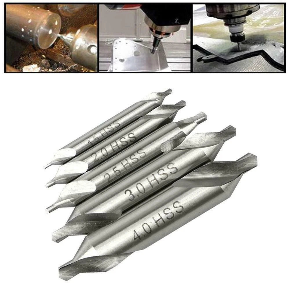 Set of 5 Durable Combined Center Fixed Point Drill Bits