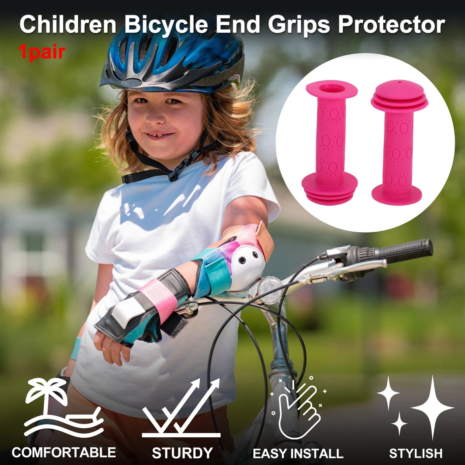 Handlebar Grip Cover Set 105mm Soft MTB End Protector for Rose Red Pair (1 Pair)