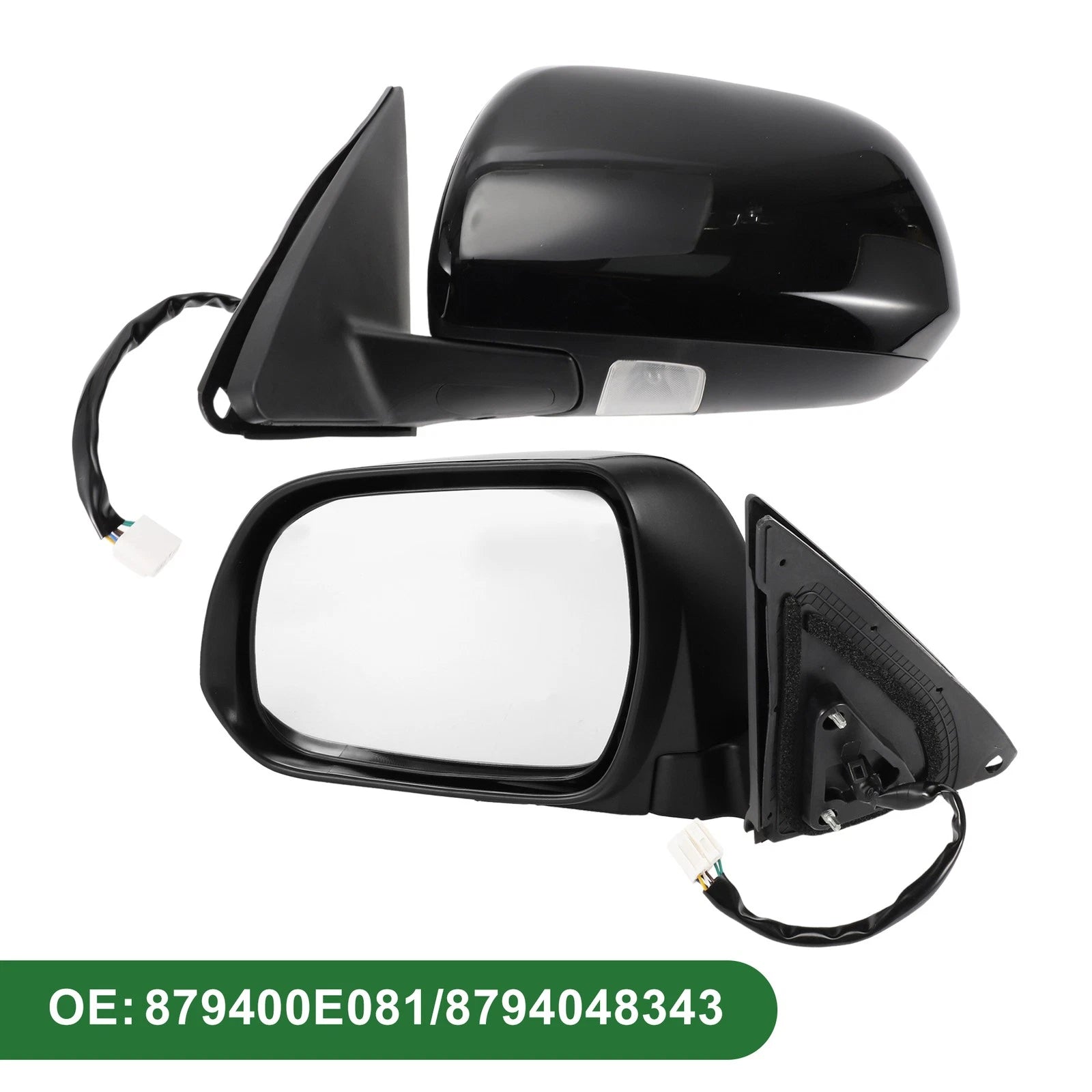 Left Side Door Mirror Manual Folding Gloss Black for Toyota Highlander (2008–2013)