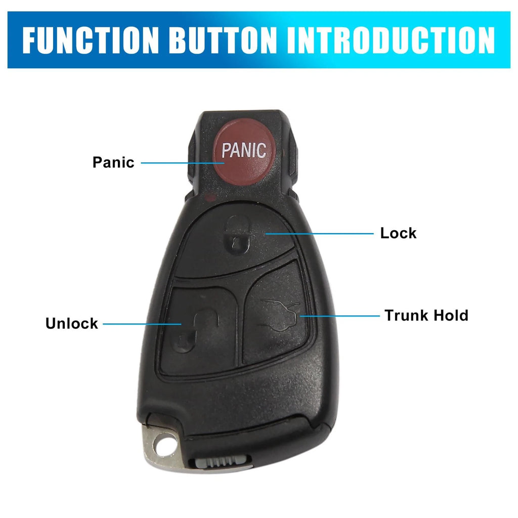 Replacement Key Fob Shell Case for Mercedes-Benz 4 Button Black (1998–2005)