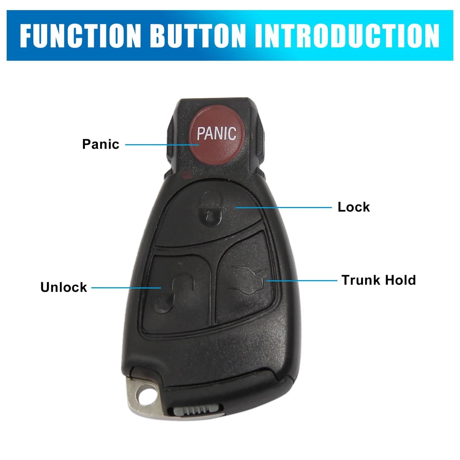 Replacement Key Fob Shell Case for Mercedes-Benz 4 Button Black (1998–2005)
