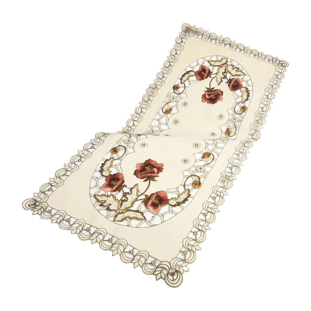 Luxury Oval Vintage Embroidered Lace Tablecloth 40x85cm