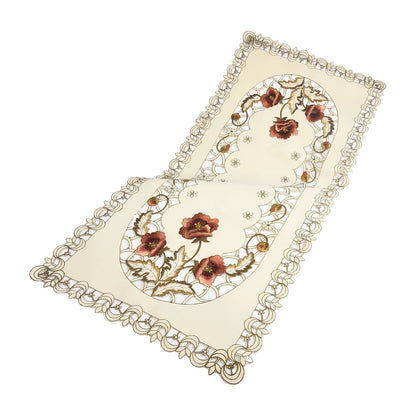 Luxury Oval Vintage Embroidered Lace Tablecloth 40x85cm