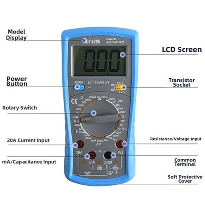 DT9205 Digital Multimeter for Electronics Testing (1999 Count)