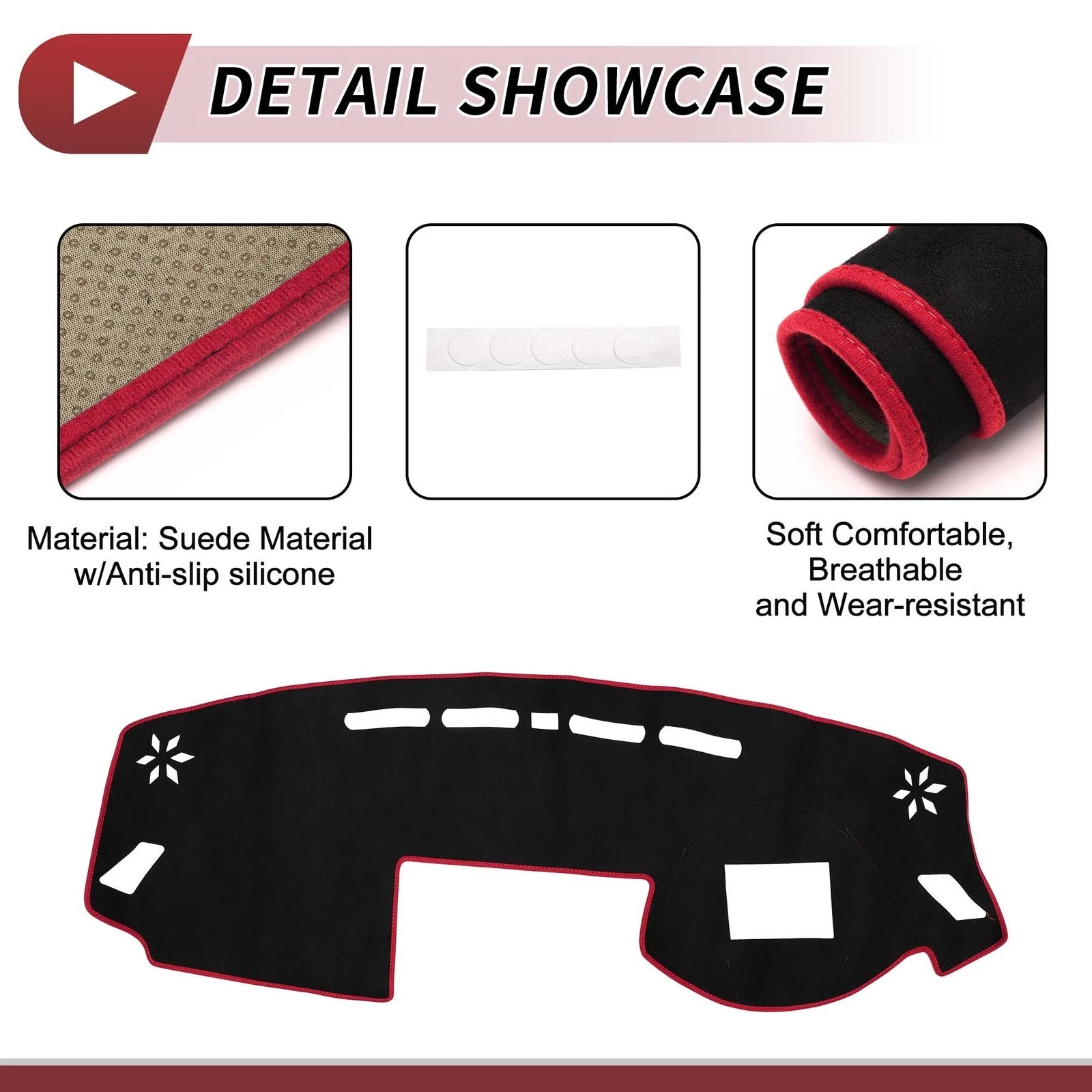 Dash Cover Mat Replacement for Mitsubishi Eclipse Cross 2018–2024 Black Red
