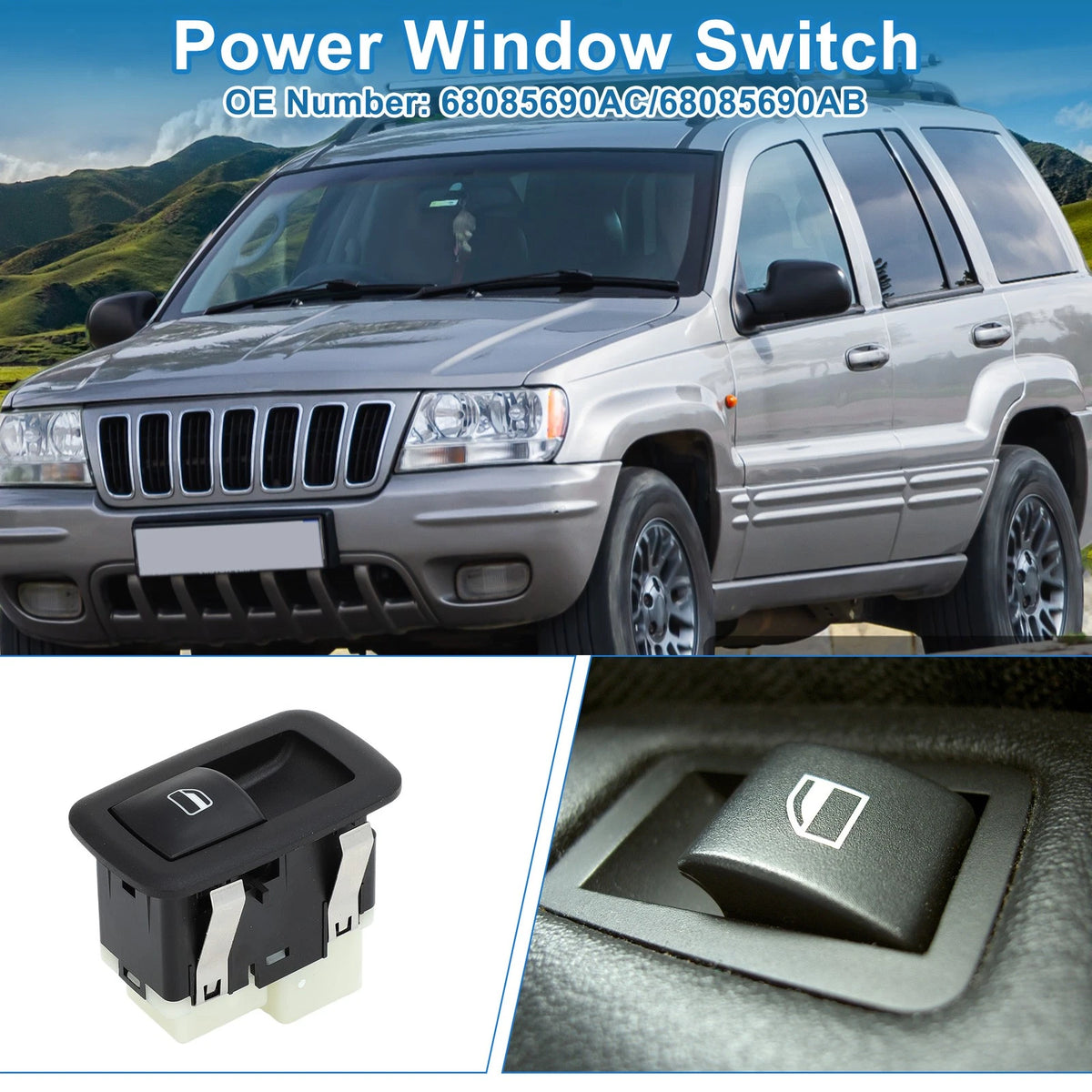 Rear Power Window Switch Replacement for Dodge Durango for Jeep Grand Cherokee (2011–2023)