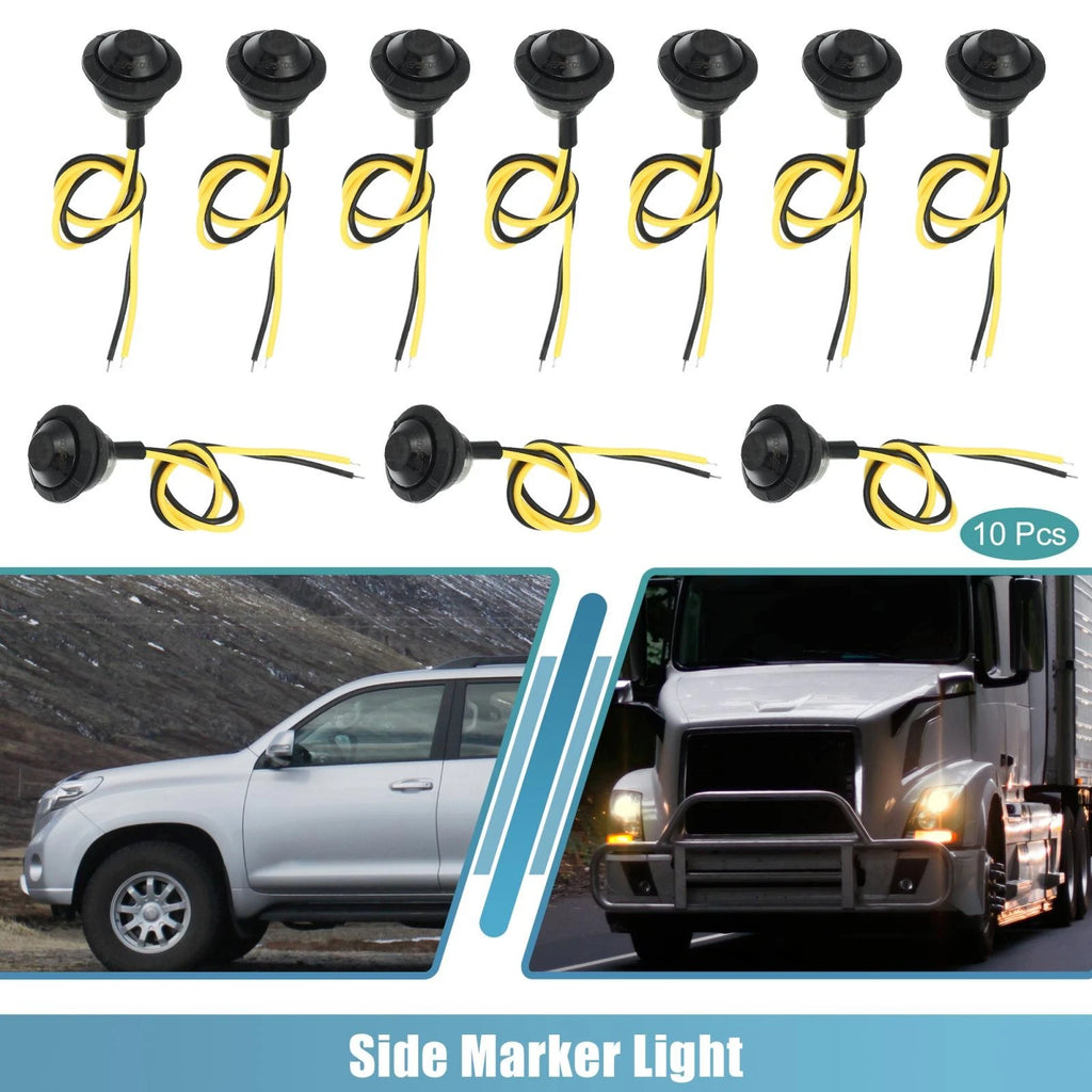 Side Marker Light Amber 10pc for Universal Truck Trailer Indicator 3/4" (—)