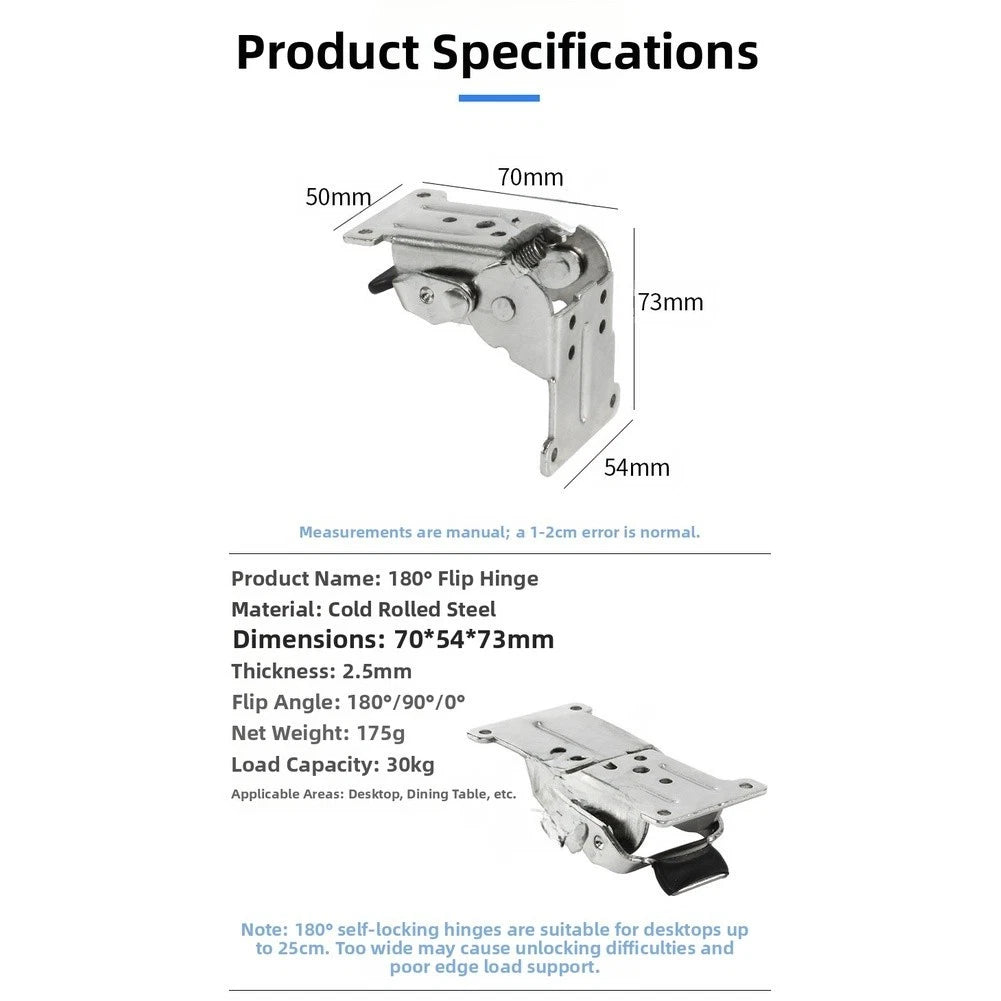 Heavy Duty 180 Degree Folding Hinge with Lock for Table Tops