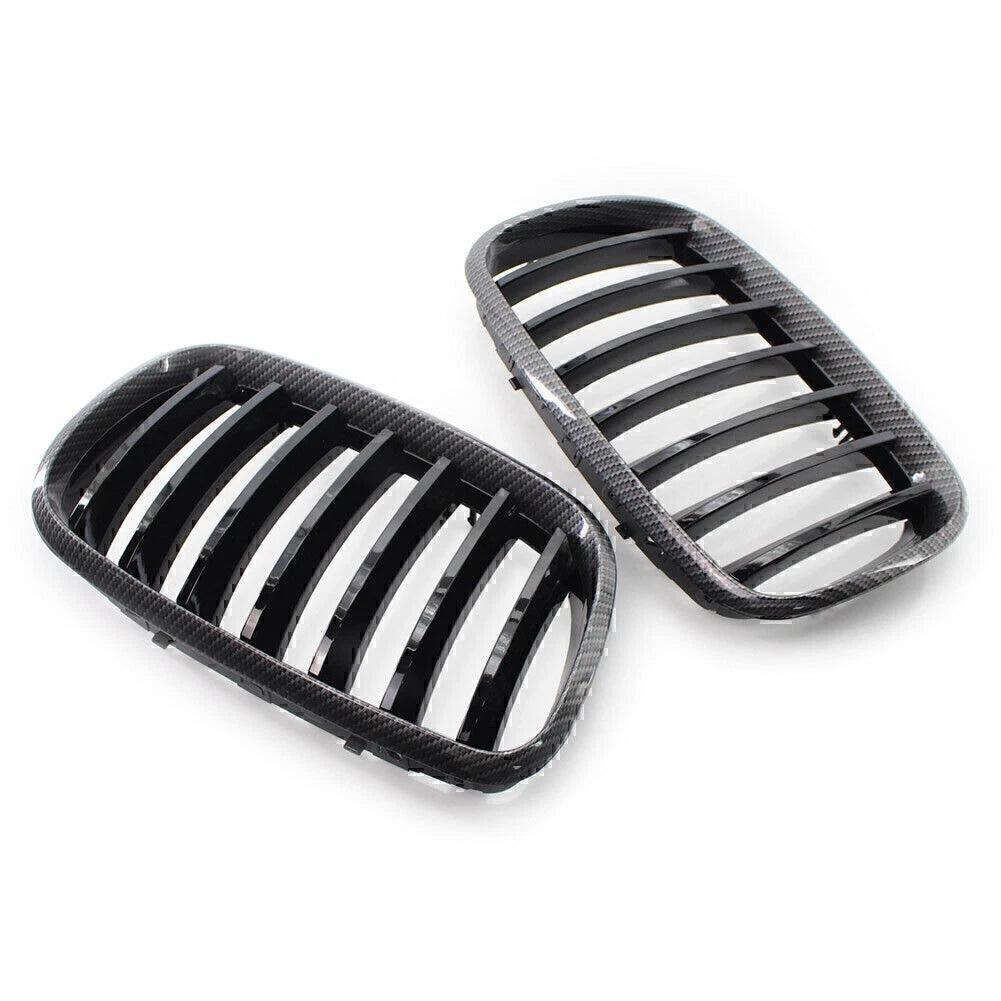Carbon Style Grille for BMW X5 X6 E70 E71 (2008–2013) Gloss Black