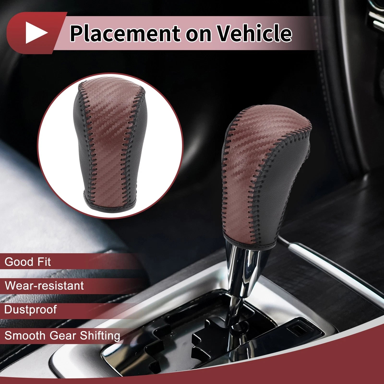 Gear Shift Knob Cover Replacement for Mazda CX-5 (2013–2014) Brown Faux Leather