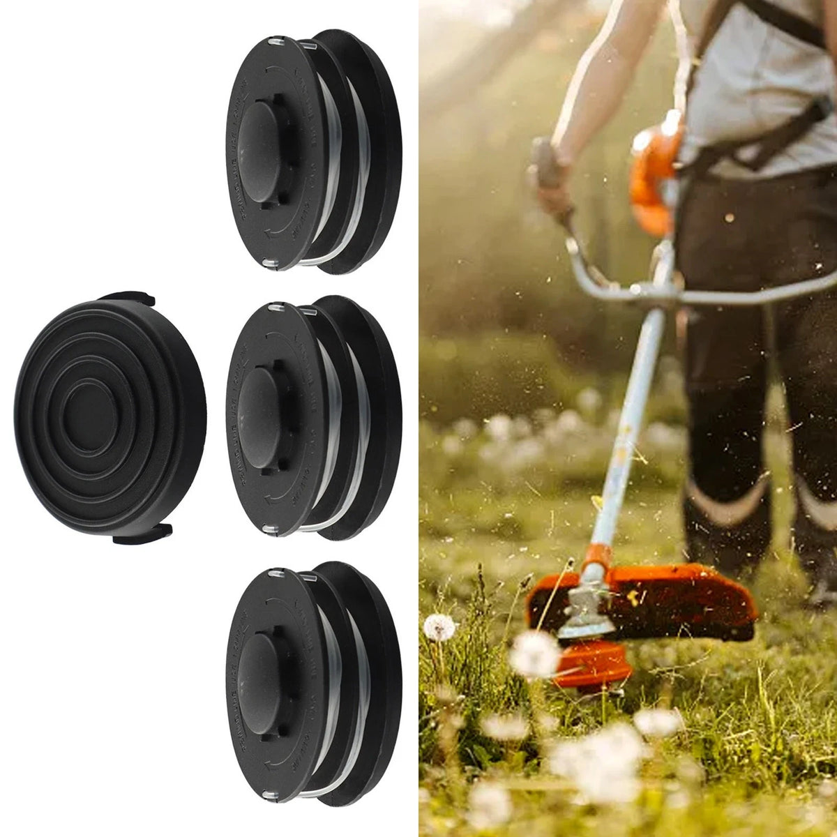 Set of 2 Spools Cap Cover for Einhell GC-ET 4530 (3405685)