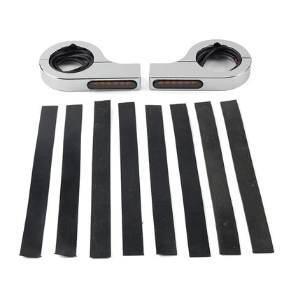 Chrome LED Fork Turn Signal Light Indicator for Harley Dyna