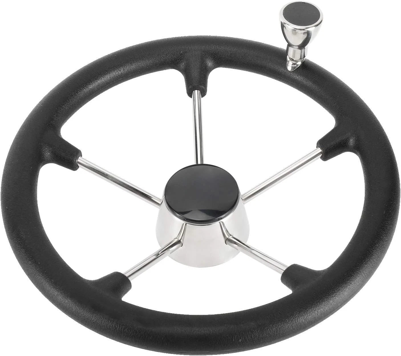 5 Spoke Steering Wheel for Boat Marine (13-1/2'', Black Foam Grip)